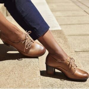 Dansko Pennie Oxford Block Heeled Shoes Size EU 40 Brown Leather